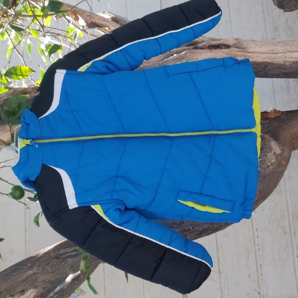 Kids Blue and Black Puffer Jacket - Picture 1 of 9